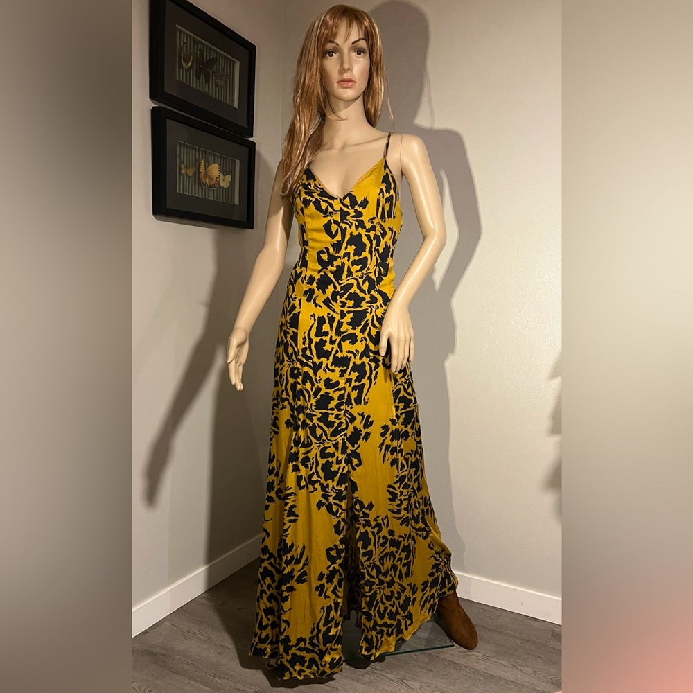 Yellow and black maxi dress